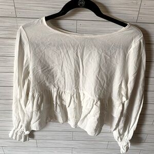 SHEIN Women's White Peplum Top ruffle on bottom half